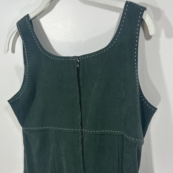 Talbots Chic Dark Faux Suede Green Sleeveless Tank Dress Woman's Size 2 - Picture 6 of 9